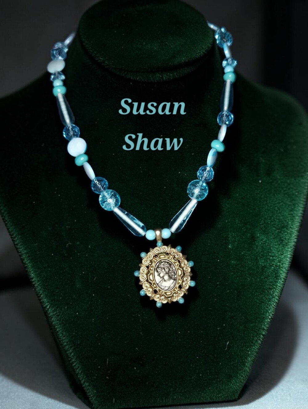 Susan Shaw Gold-Tone Neo-Classical Cameo Statement Necklace